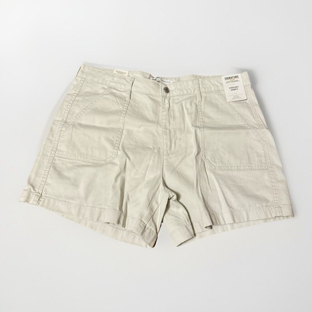 Levis Signature Gold Everyday Shorts 14 W32 Beige Stretch High Rise New